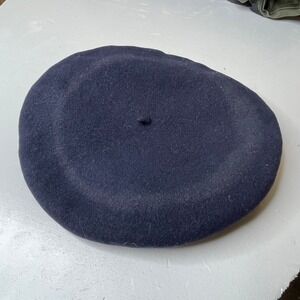 Super‎ Basque Pure Laine Beret Hat Navy Blue Wool Impermeable Size 9 1/2